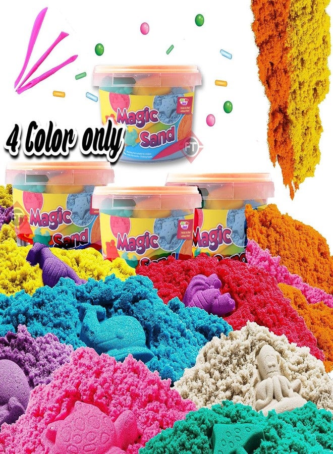 Firstly 800 Grams Moving Sand Art Set with 4Casual Moulds, 3 Tools| Sand Art Kit Beach Toys for Kids Girls Boys Play Sand for Kids - Image 1